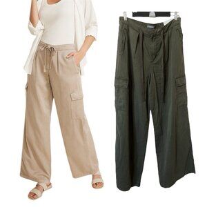 NWT Maurices High Rise Wide Leg Cargo Pants Womens M Olive Green Neutral